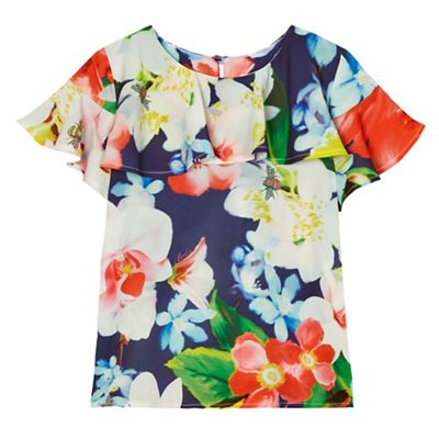 Girls' multi-coloured floral print top